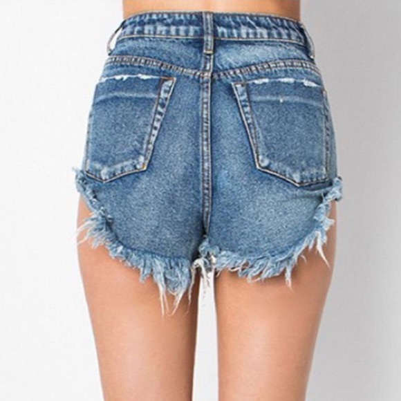 Signature8 High Waisted Mid Wash Cutoff Shorts - Picture 8 of 8